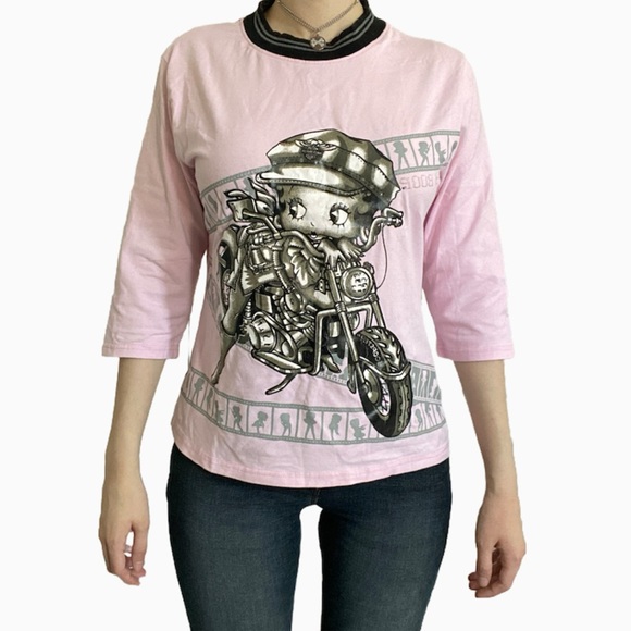 Betty Boop Pastel Y2K Graphic Mockneck Top - Picture 2 of 7
